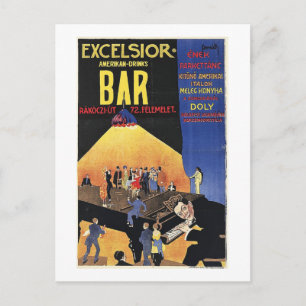 Excelsior Bar, Budapest, Ungarn, 1920er Vintage Postkarte