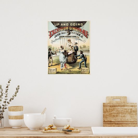 EXCELSIOR GINGER ALE Heißluftballon Retro Poster (Küche)