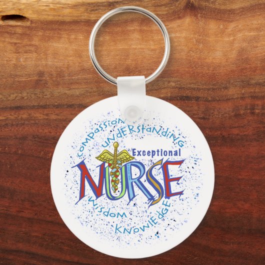 Exceptional Nurse Motto custom name Keychain Schlüsselanhänger (Vorderseite)