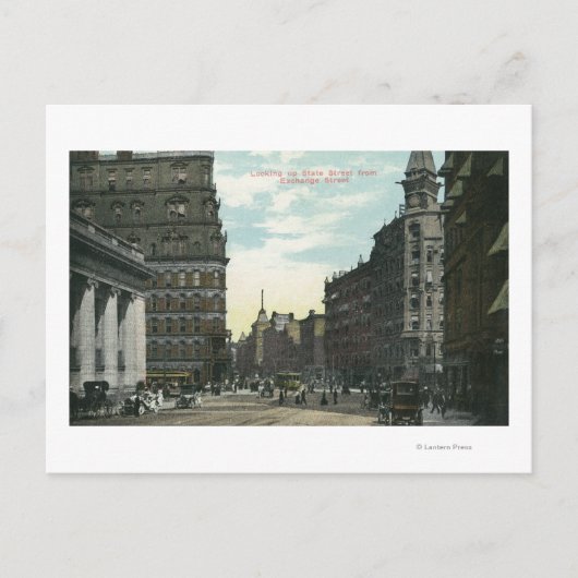 Exchange Street View of Staat Street Postkarte (Vorderseite)