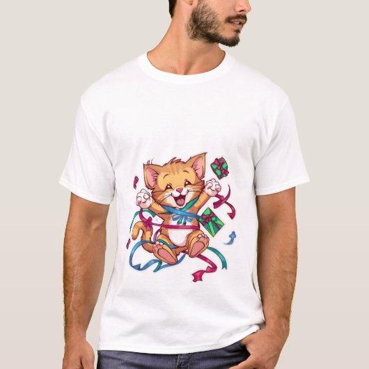 Excited Kawaii Ginger Cat Birthday Celebration✨🎉 T-Shirt (Vorderseite)