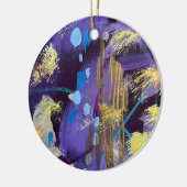 Exciting blue, purple, and gold abstract art keramik ornament (Links)