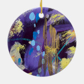 Exciting blue, purple, and gold abstract art keramik ornament (Hinten)