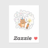 Exciting Firecracker Feline New Year Sparkle Aufkleber (Blatt)