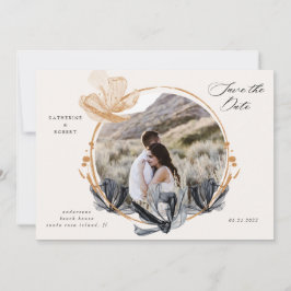 Exclusive Black Gold Floral Save the Date Einladung