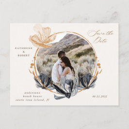 Exclusive Black Gold Floral Save the Date Postkarte