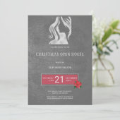 Exclusive Friseur Weihnachts-Open House Party Einladung (Stehend Vorderseite)