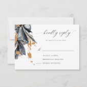 Exclusive Gold Black Floral Horizontal RSVP Card Karte (Vorderseite)