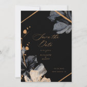 Exclusive Gold Black Floral Save the Date Card (Vorderseite)