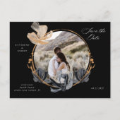 Exclusive Gold Black Floral Save the Date Postkarte (Vorderseite)