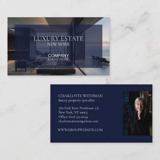 Exclusive Real Estate Property AGENT PHOTO LOGO Visitenkarte (Vorne/Hinten)