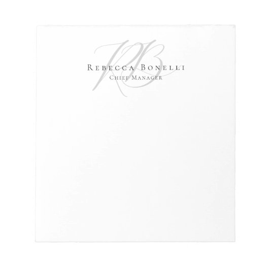 Exclusive Unique Monogram Profile Name Notizblock (Vorderseite)