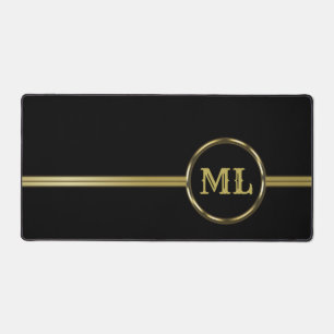 Exclusives goldenes Logo Monogram auf schwarz Schreibtischunterlage