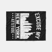 Excuse My New York Attitude Fleecedecke (Vorderseite (Horizontal))