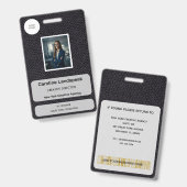 Executive Black Leather Custom Logo Foto ID  Ausweis (Vorder- & Rückseite)