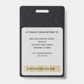 Executive Black Leather Custom Logo Foto ID  Ausweis (Rückseite)