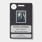 Executive Black Leather Custom Logo Foto ID  Ausweis (Vorderseite)