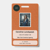 Executive Burnt Orange Leder Custom Logo ID Abzeic Ausweis (Vorderseite)