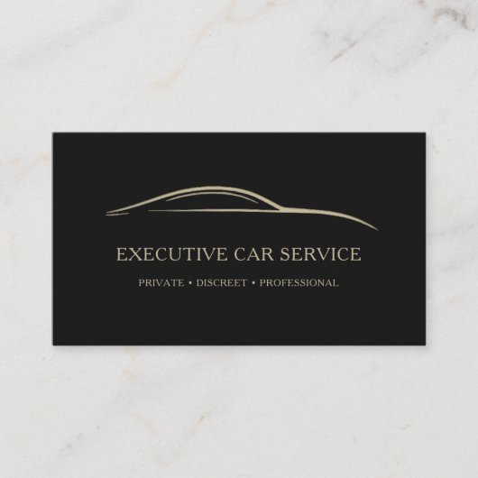 Executive Car Service QR Code Black & Gold Visitenkarte (Vorderseite)