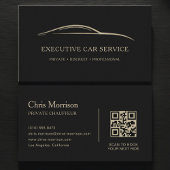 Executive Car Service QR Code Black & Gold Visitenkarte