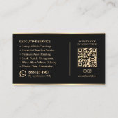 Executive Chauffeur Luxus Concierge Crest Bar  Visitenkarte (Rückseite)