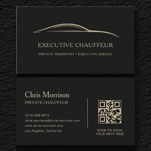 Executive-Chauffeur QR-Code Schwarz & Gold Visitenkarte