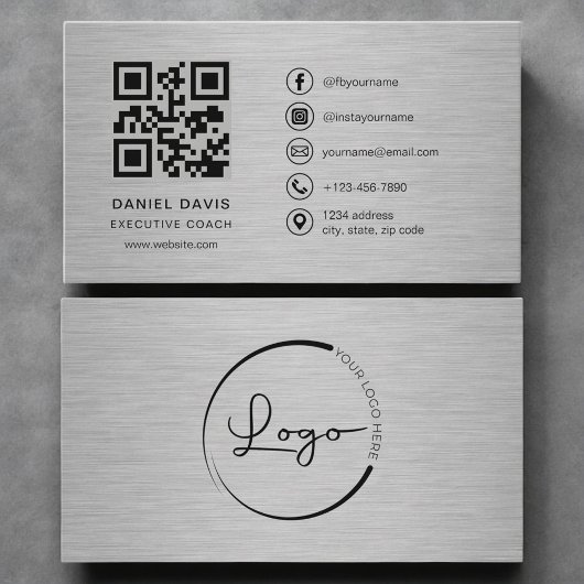 Executive Coach Metall QR Code Visitenkarte