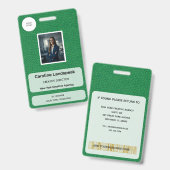 Executive Green Leather Textur Individuelles Logo  Ausweis (Vorder- & Rückseite)