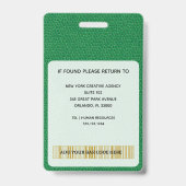 Executive Green Leather Textur Individuelles Logo  Ausweis (Rückseite)