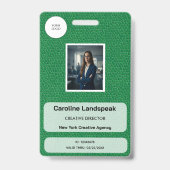 Executive Green Leather Textur Individuelles Logo  Ausweis (Vorderseite)