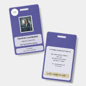 Executive Indigo Violettes Leder Custom Logo Foto  Ausweis (Vorder- & Rückseite)