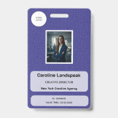 Executive Indigo Violettes Leder Custom Logo Foto  Ausweis (Vorderseite)