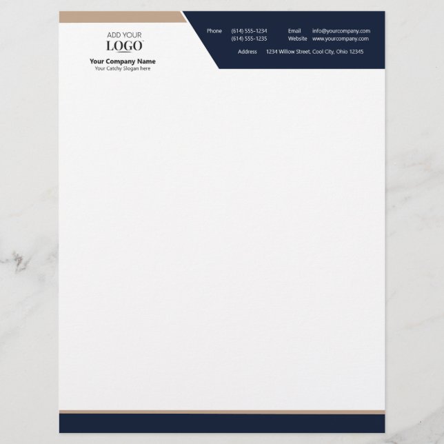Executive Korrespondenz Logo Branding Modern Navy Briefbogen (Vorderseite)