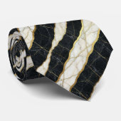 Executive Krawatte | Luxus-Marmor B&W + Gold (Gerollt)