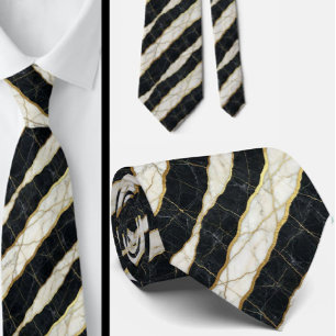 Executive Krawatte Luxus-Marmor B&W + Gold
