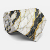 Executive Krawatte | Luxus-Marmor B&W + Gold (Gerollt)
