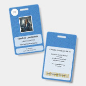 Executive Light Blue Leather Custom Logo Foto ID  Ausweis (Vorder- & Rückseite)