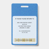 Executive Light Blue Leather Custom Logo Foto ID  Ausweis (Rückseite)