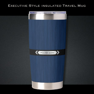Executive Navy Blau Monogram Premium Reisebecher Thermobecher