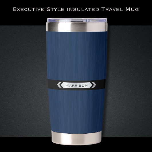 Executive Navy Blau Monogram Premium Reisebecher Thermobecher