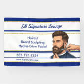 Executive Navy Blue & Gold Stripes Hairdresser Banner (Horizontal)