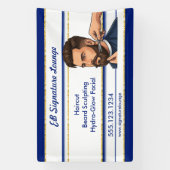 Executive Navy Blue & Gold Stripes Hairdresser Banner (Vertikal)