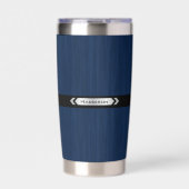 Executive Navy Blue Monogram Premium Travel Mug Thermobecher (Vorderseite)