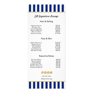 Executive Navy Blue Stripe Gold Service Price List Werbekarte