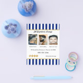 Executive Navy Blue Stripes, Gold & Barber Service Flyer (Einzeln)