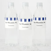 Executive Navy Blue Stripes & QR Code Office Wasserflaschenetikett (Flaschen)