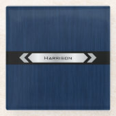 Executive Office Blue Silver Desk Accessory Glasuntersetzer (Vorderseite)