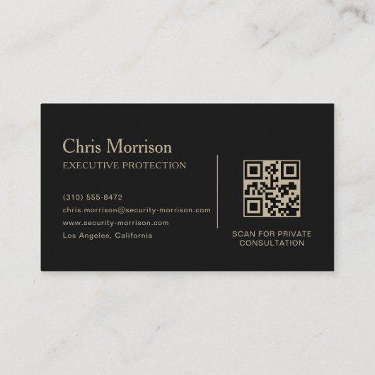 Executive Protection QR Code Black & Gold Visitenkarte (Rückseite)