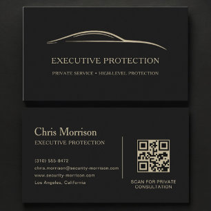 Executive Protection QR-Code Schwarz & Gold Visitenkarte