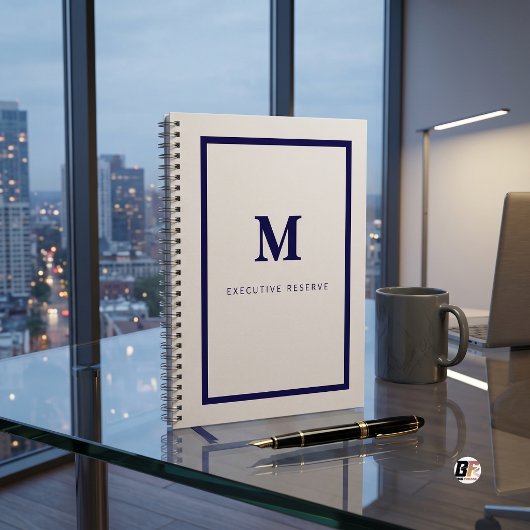 Executive Reserve Minimal Monogram Navy Notizblock